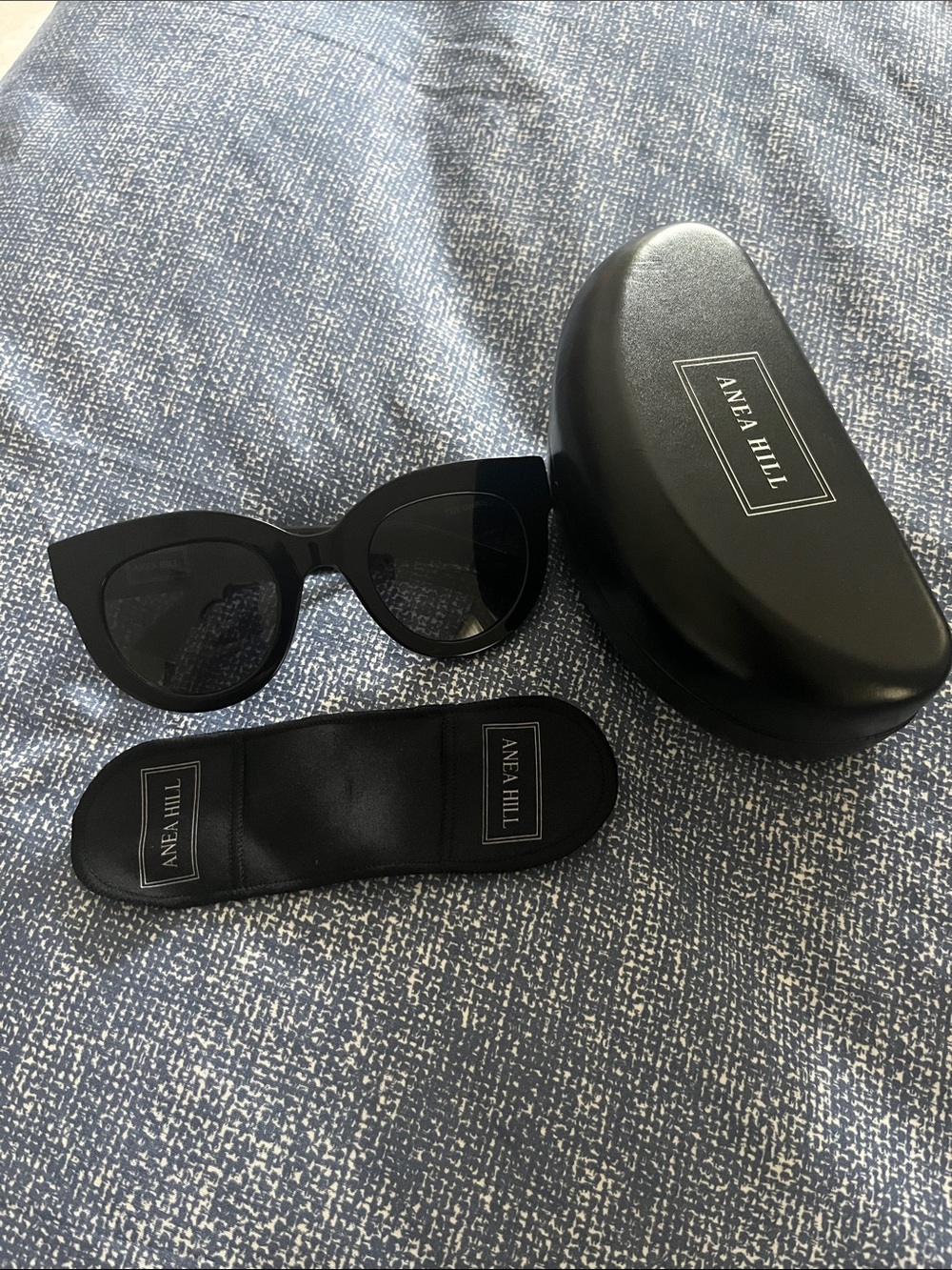 ANEA HILL The One+ Black Sunglasses 50-27-145 Made in Japan w/ Case & Cloth